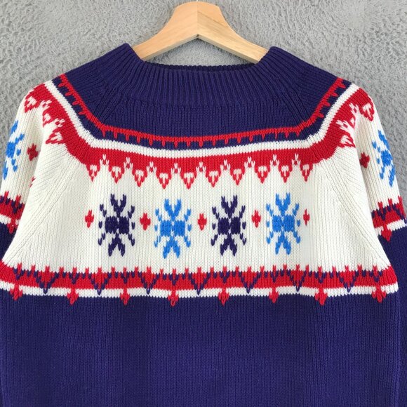 Vintage JC Penney Holiday Knit Pullover Nordic Snowflake sweater S - Picture 3 of 8